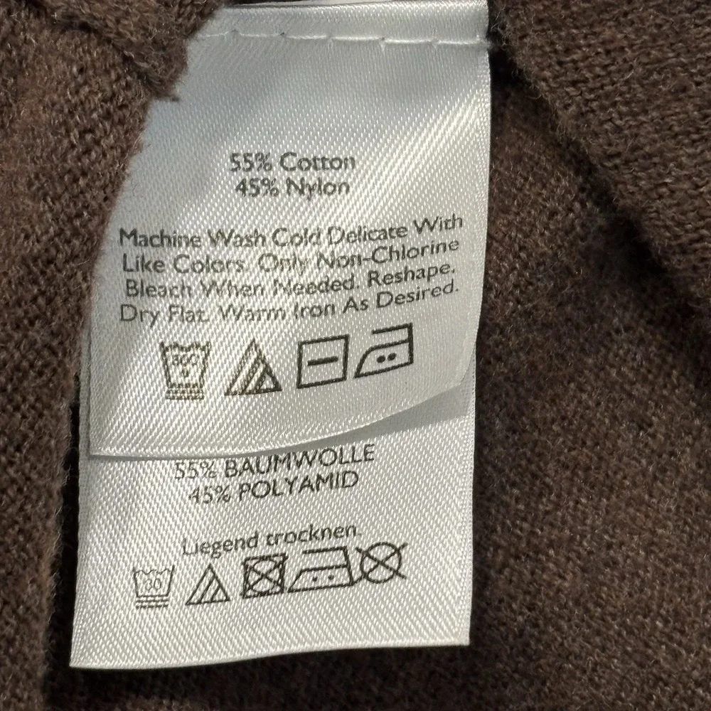 Eddie Bauer XL Chocolate Brown Cotton Nylon Cable Knit Pullover‎ Sweater Casual
